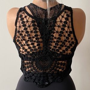 Black Gauze Crop Top